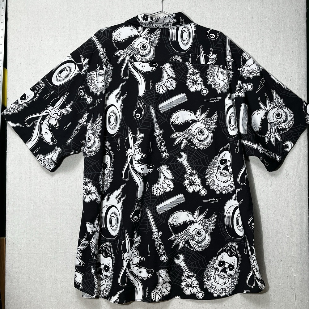 Dixxon Flannel‎ Co Rat Rod Skull Button Up Shirt 4X Black Short Sleeve - Picture 2 of 15